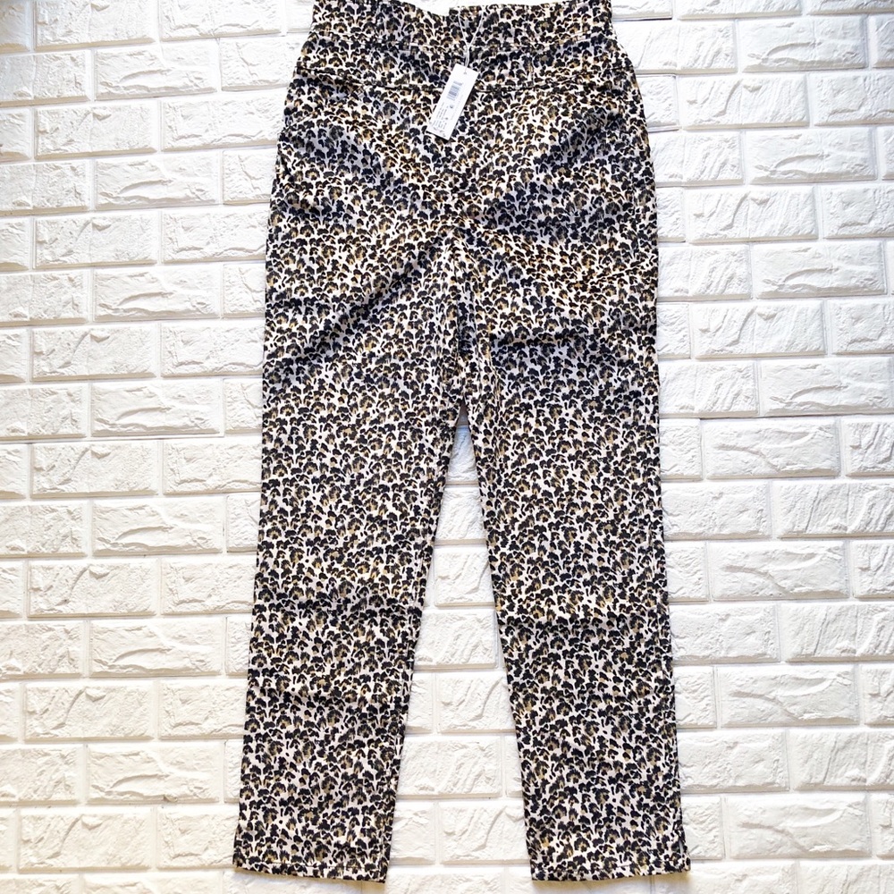 Rebecca Taylor Pink Leopard High Waist Pants sz 12 Large